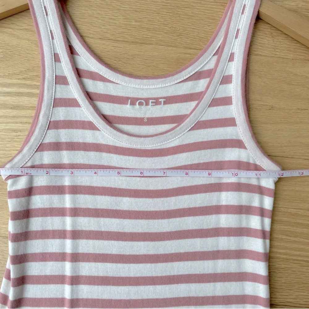LOFT Pink And White Striped Tank Top Size Small In Excellent Condition